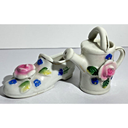Pair of Vintage Fancy Miniature Ceramic Shoes - Japan & Occupied Japan