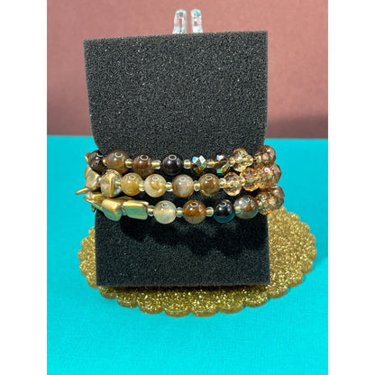 Wrap Around Bronze & Gold Beaded Bracelet