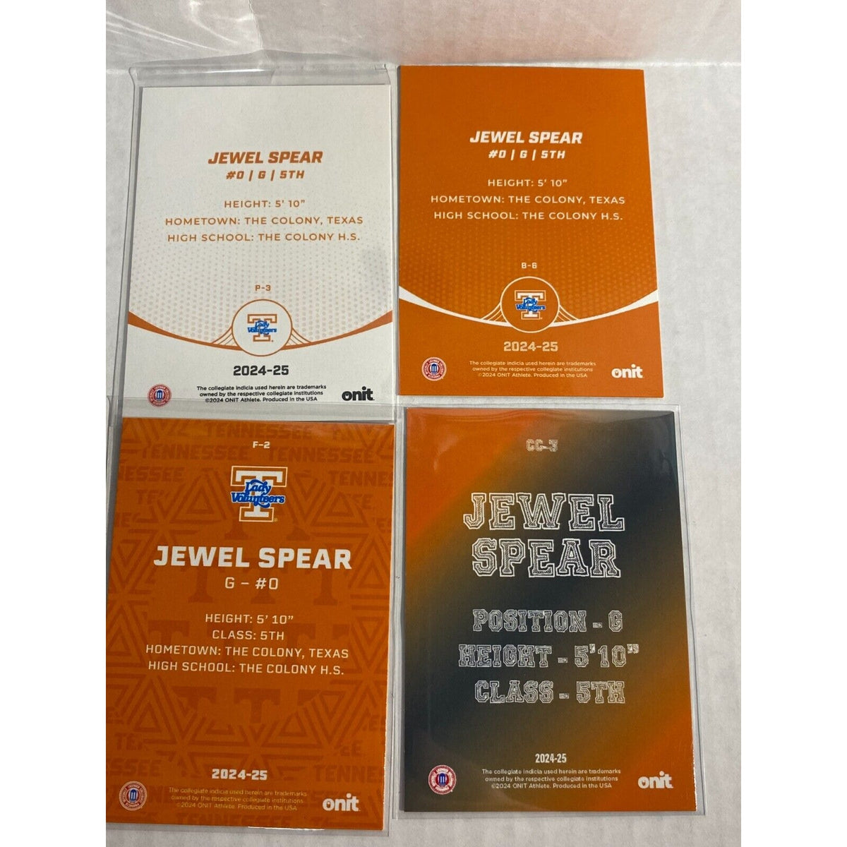 Jewel Spear 2025 Onit Basketball Tennessee Volunteers Lady Vols Fusion Parallel