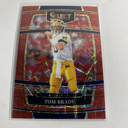 Tom Brady #32 Red Lazer 2022 Panini-Select Draft Picks Michigan Wolverines Pats