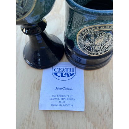 Cloth & Clay 1994 Renaissance Festival Pottery Mug & Chalice Goblet Set