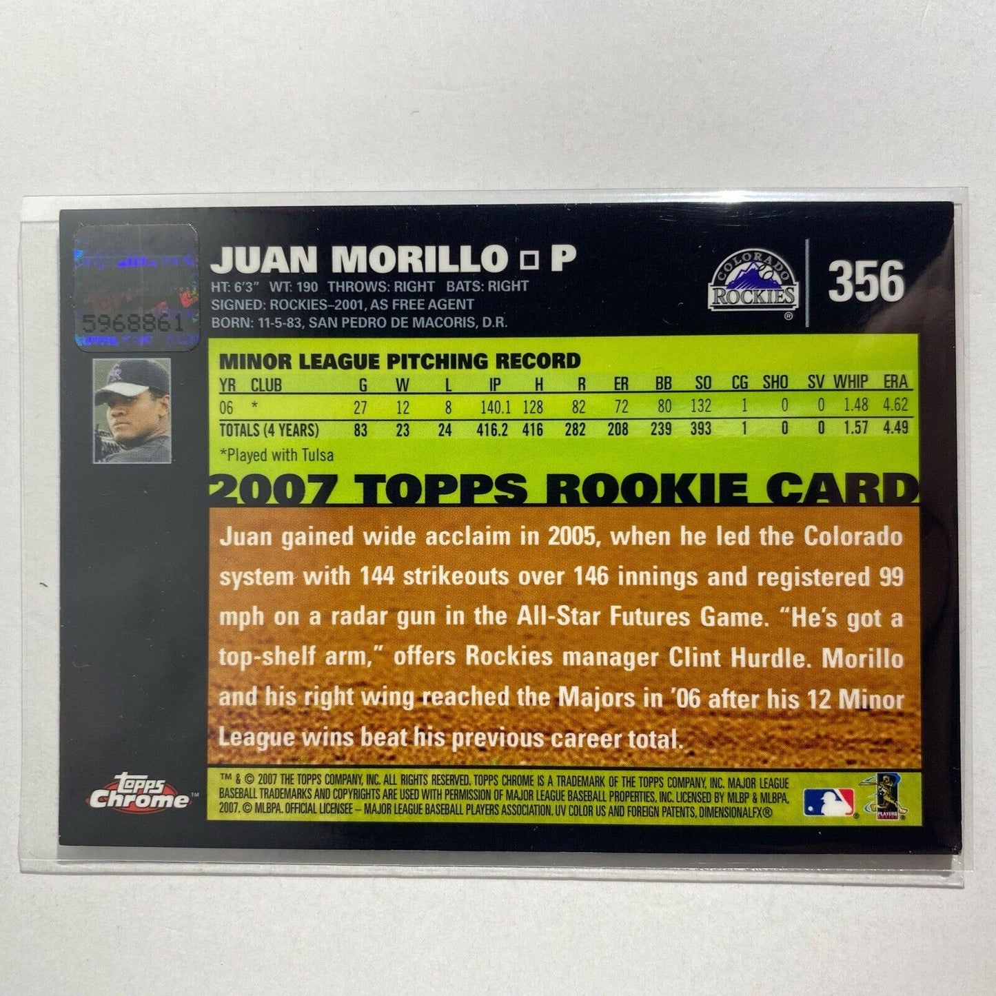 2007 Topps Chrome - #356 Juan Morillo (AUTO, RC) Colorado Rockies