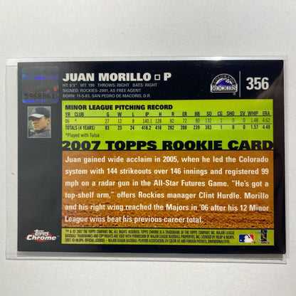 2007 Topps Chrome - #356 Juan Morillo (AUTO, RC) Colorado Rockies