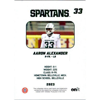 2023 Onit Football Aaron Alexander Michigan State Spartans