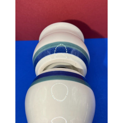 Pfaltzgraff Northwinds Blue Green Stripes Salt and Pepper Shakers