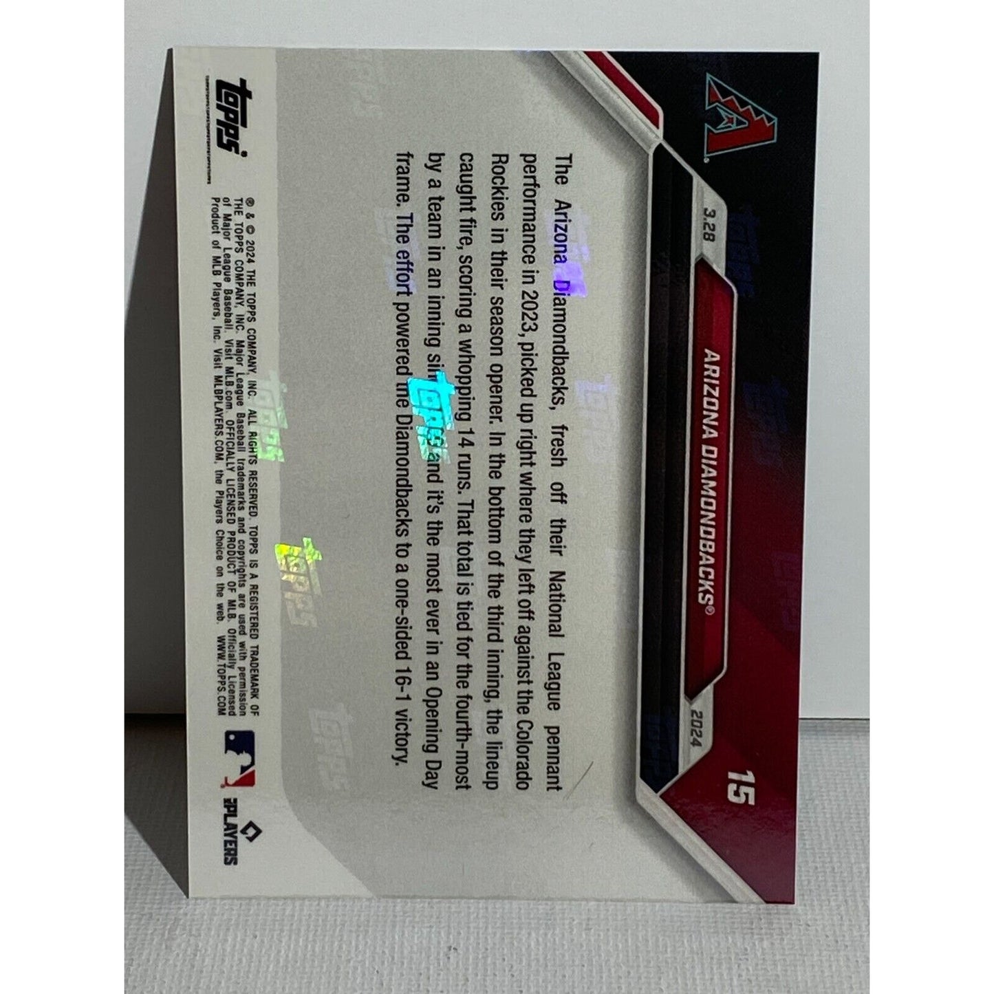 Arizona Diamondbacks - 2024 MLB TOPPS NOW® Card 15 - PR: 974