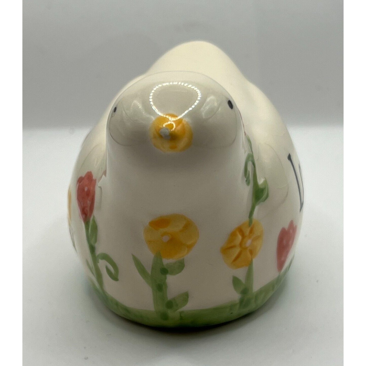 Ceramic Chick Figurine Easter White Pink Yellow 4.5 Inch Across