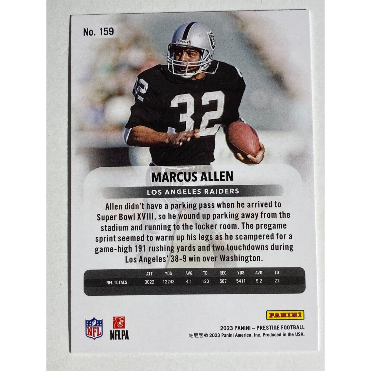 Marcus Allen 2023 Panini Prestige Football Los Angeles Raiders