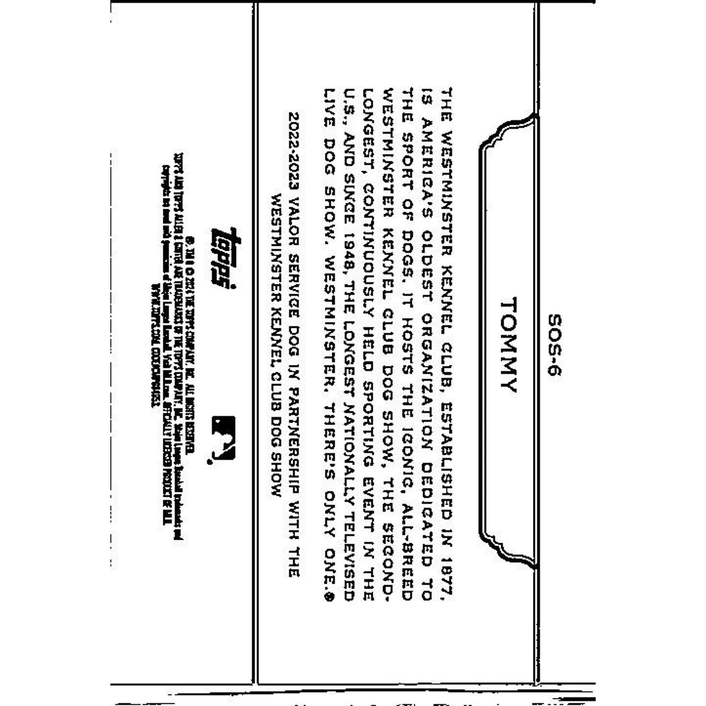 2024 Topps Allen & Ginter #SOS-6 Tommy Stars Of The Show The Westminster Kennel