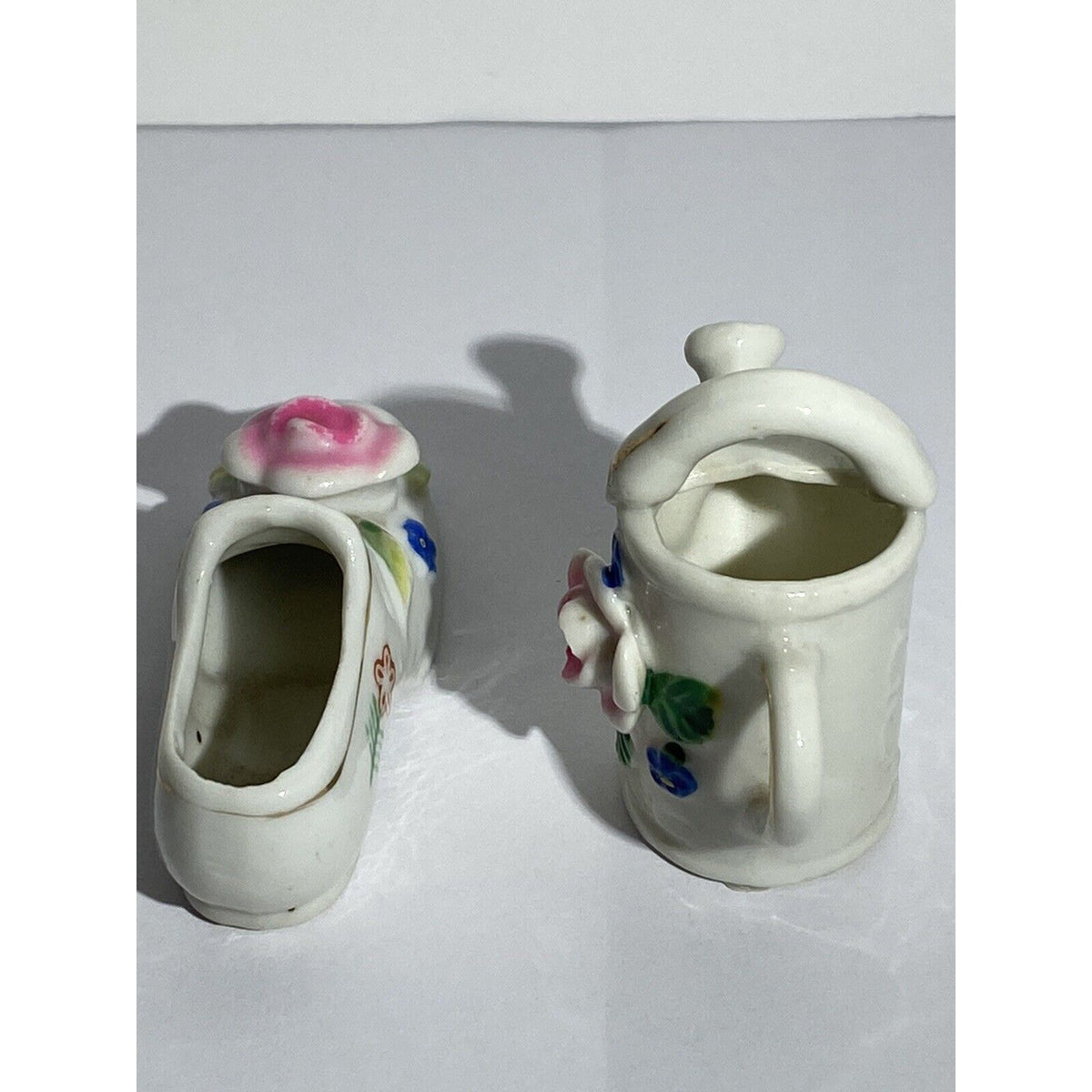 Pair of Vintage Fancy Miniature Ceramic Shoes - Japan & Occupied Japan