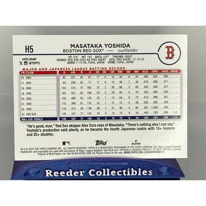 2024 Topps Holiday Masataka Yoshida #H5 Silver Glitter RC Cup Boston Red Sox