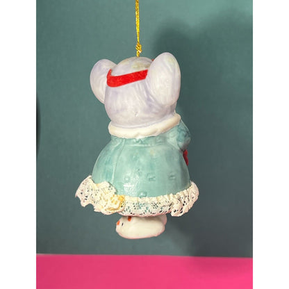 Jasco Caring Critters Hand Painted Porcelain Christmas Mouse Bell Ornament