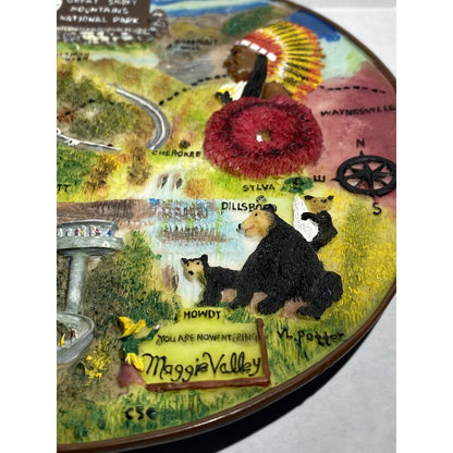 Vtg. Great Smoky Mountains Souvenir Tray Bears Blue Ridge Mtns. Ken Haag 11”