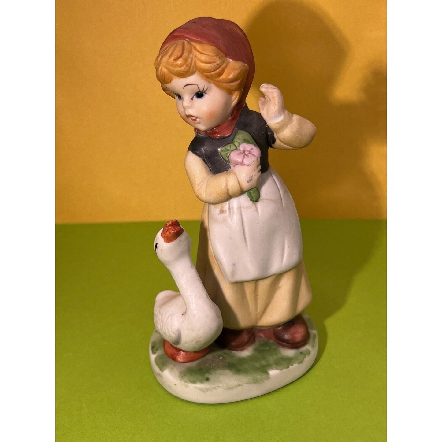 Windy Day Boy holding Dog and Girl with Duck Lot of 2 Figurines 5.5" height