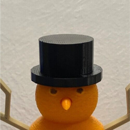 Snowman 3d Printed Orange with black hat and buttons