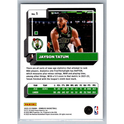 2022-23 Donruss #1 Jayson Tatum Holo Laser Green