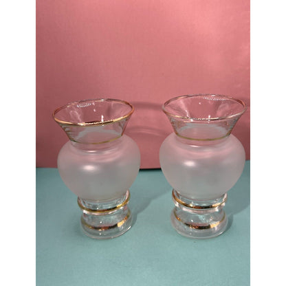 Classic Frosted Bud Vases with Gilded Satin Trim