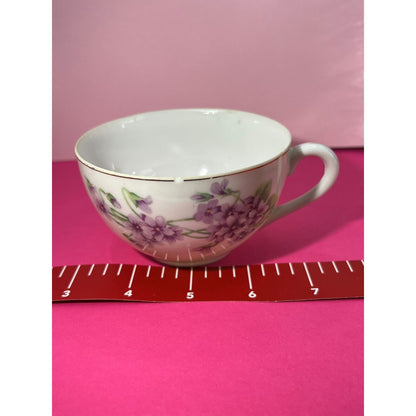 Purple Flower 2 piece matching Tea Cups Occupied Japan sm chip on one see Photos