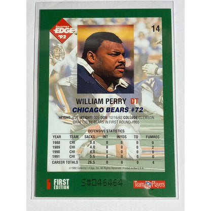 1992 Collector's Edge - #14 William Perry Chicago Bears