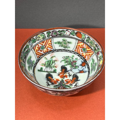 Asian Dish Rooster Bowl Hand Painted