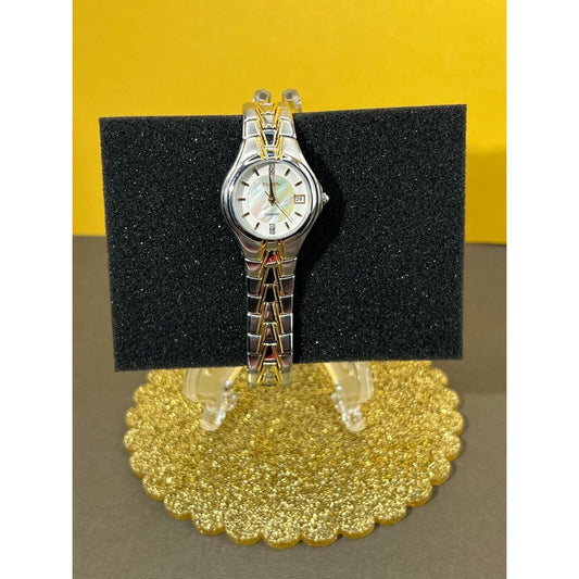 Elgin Women's 25mm Silver Gold Two Tone Diamond & MOP Dial