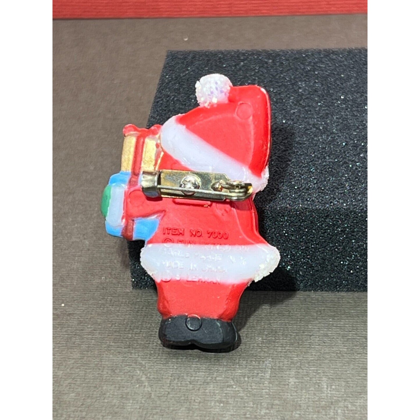 Vintage Santa and Snowman Brooches Christmas Plastic Lapel Pin