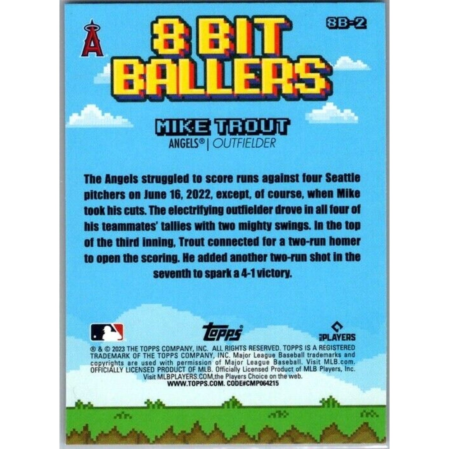 2023 Big League 8 Bit Ballers #8B-2 Mike Trout - Los Angeles Angels