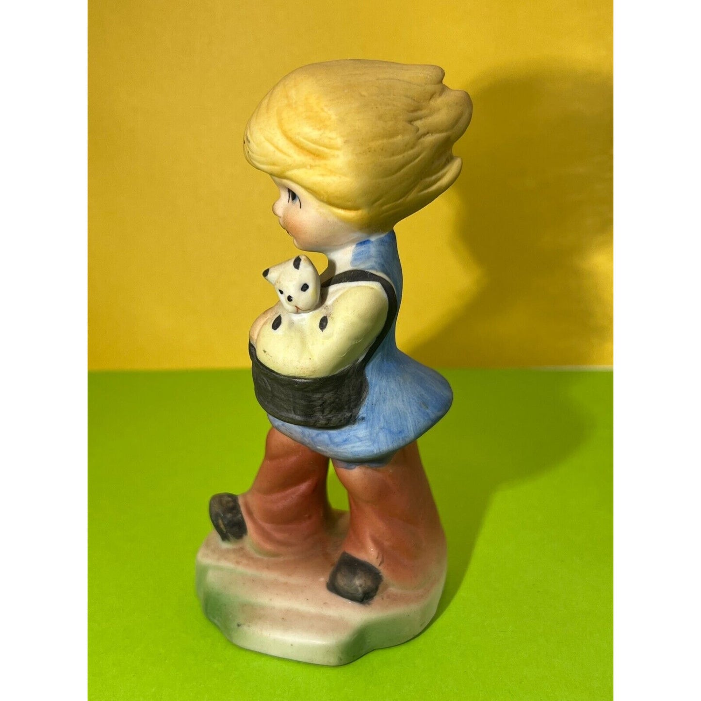 Windy Day Boy holding Dog and Girl with Duck Lot of 2 Figurines 5.5" height