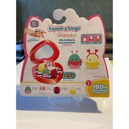Original Squishmallows 4 Squish-a-longs + 3 Accessories + Red/Dark Pink Case