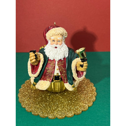 2004 Hallmark Keepsake Santa Ornament Bell 3" h (right handbell is missing)