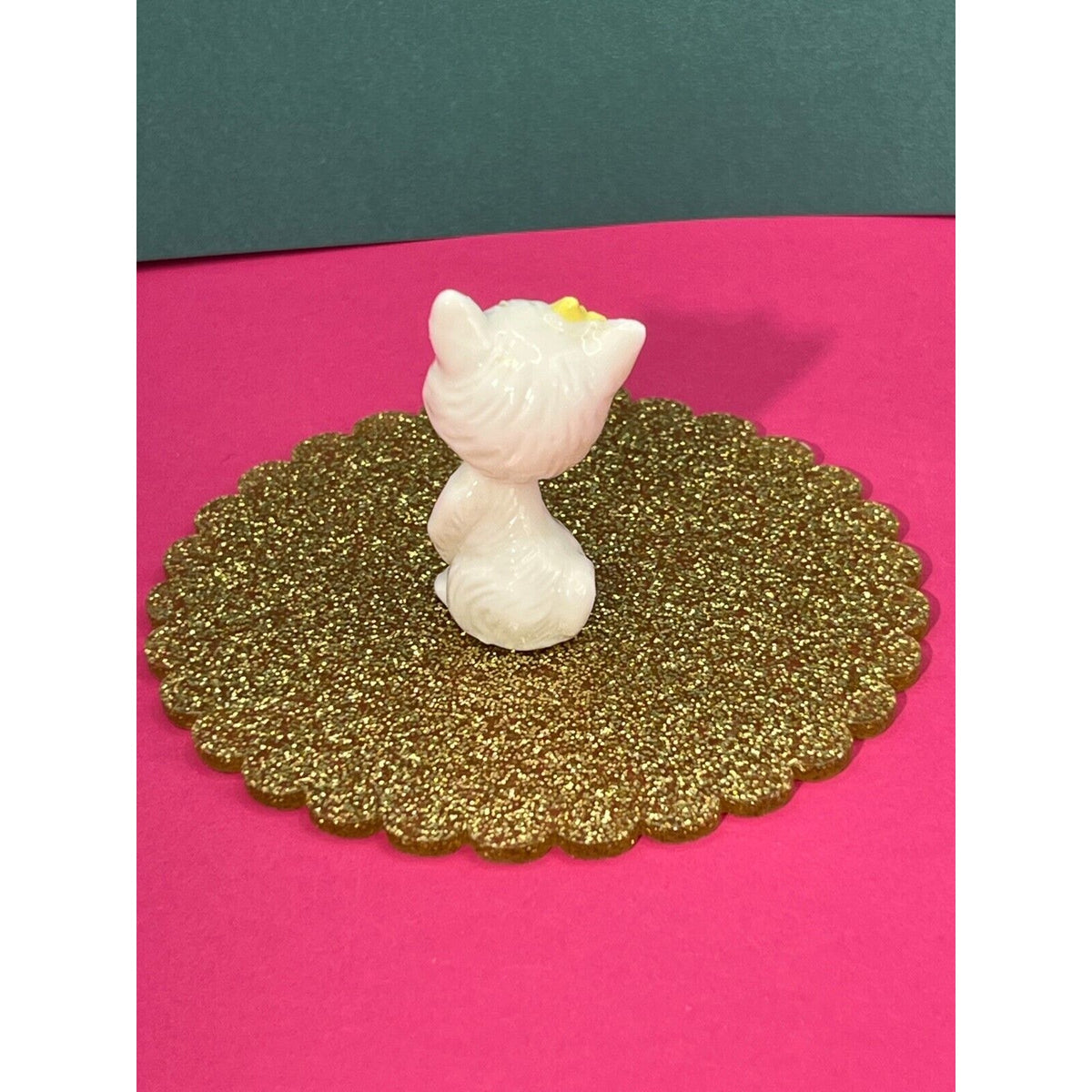 Kitty Cat with Yellow Bow Bone China Figurine