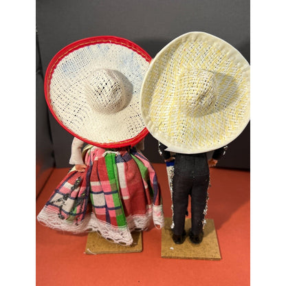 Mexican Folk Art Figurines Man and Woman Traditional Clothing