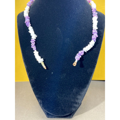 Pucca Puka Shell Necklace White & Lavender