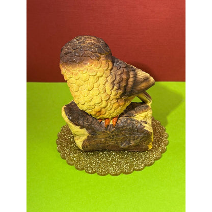 Owl Sitting on Log Resin Figurine Cute Lightweight 3.3oz