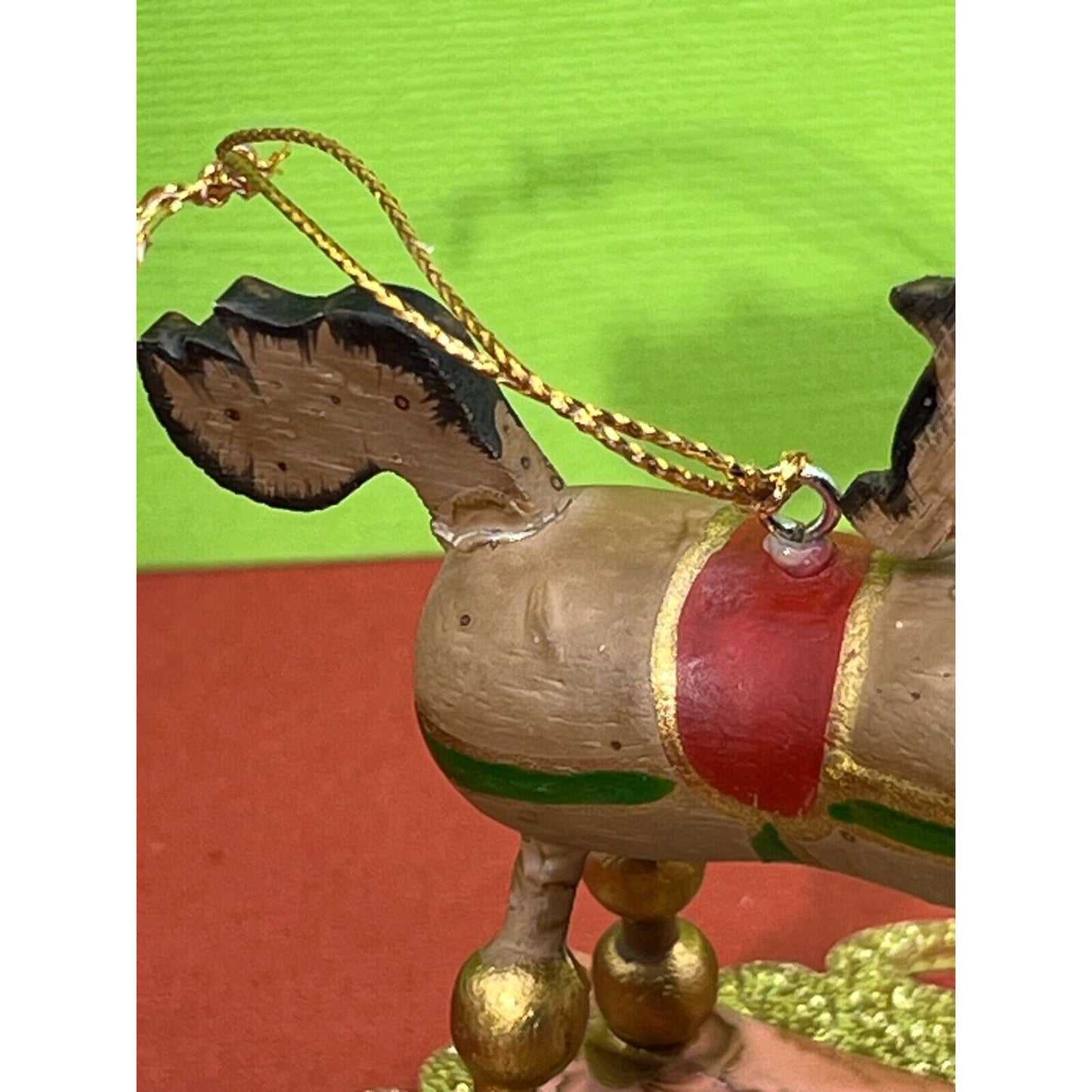 Rocking Horse Ornament Wooden Tail has been repaired See Photos