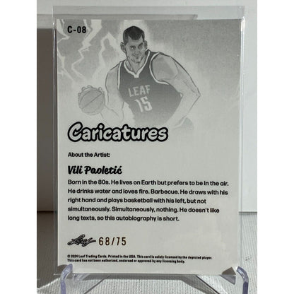 NIKOLA JOKIC Holo 2024 Leaf Caricatures #C-08 Anime Blue Refractor /75 NUGGETS