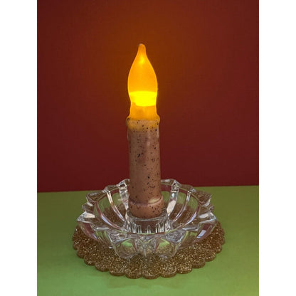 Clear Round Starburst Cut Glass Pillar Candle Holder (Candle not Included)