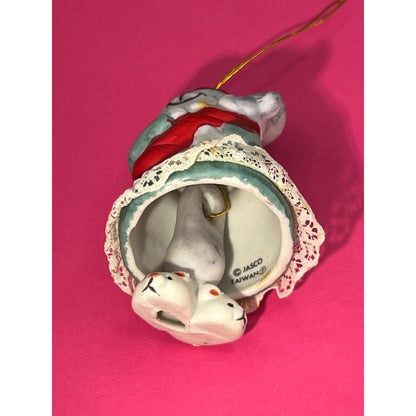 Jasco Caring Critters Hand Painted Porcelain Christmas Mouse Bell Ornament