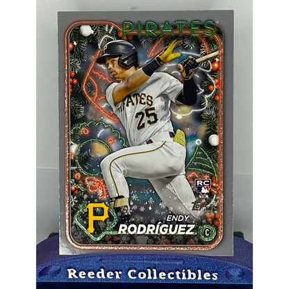2024 Topps Holiday #H9 Endy Rodriquez Pirates Silver Glitter Parallel RC