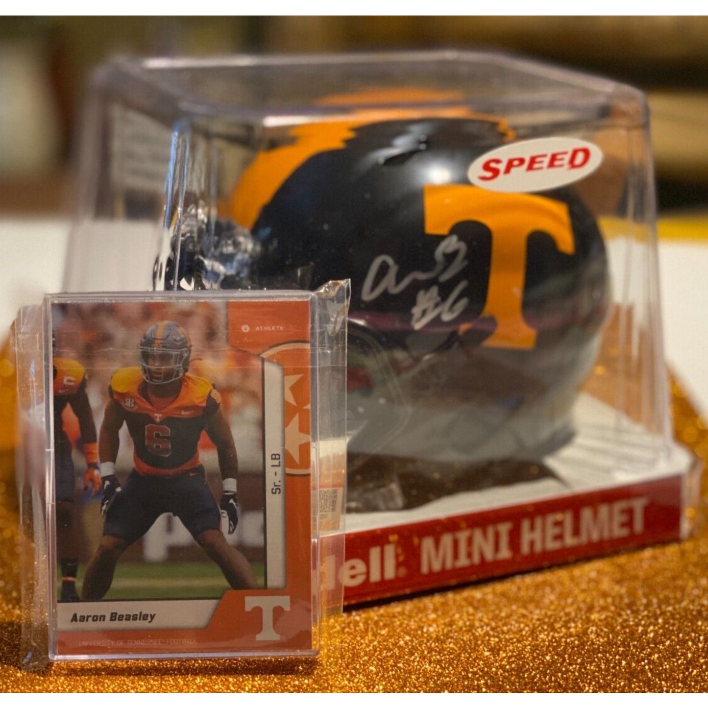 Aaron Beasley #6 Autographed Riddell Mini Helmet Tennessee Volunteers COA NCAA