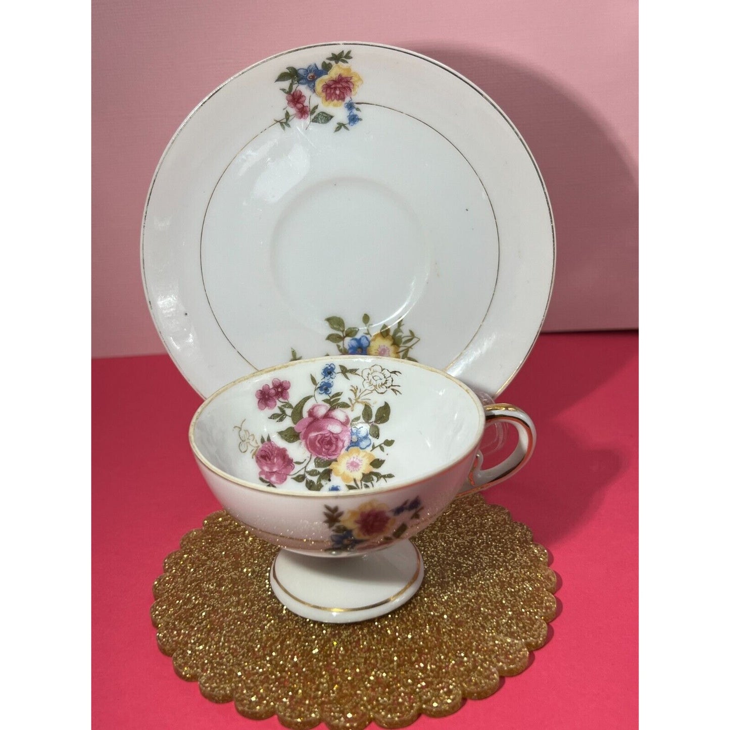 Floral Tea Cup & 4.5" Saucer Made in Occupied Japan