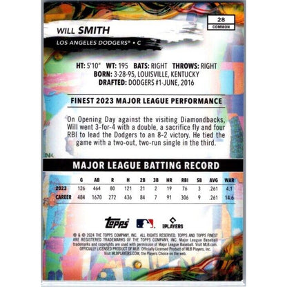 2024 Topps Finest #28 Will Smith Los Angeles Dodgers