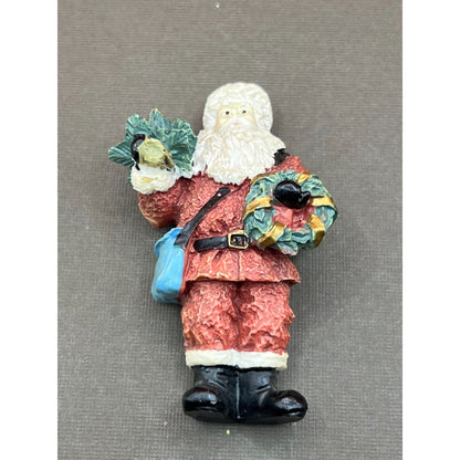 Vintage Hand-Painted Resin Santa Christmas Tree 3" Fridge Magnet