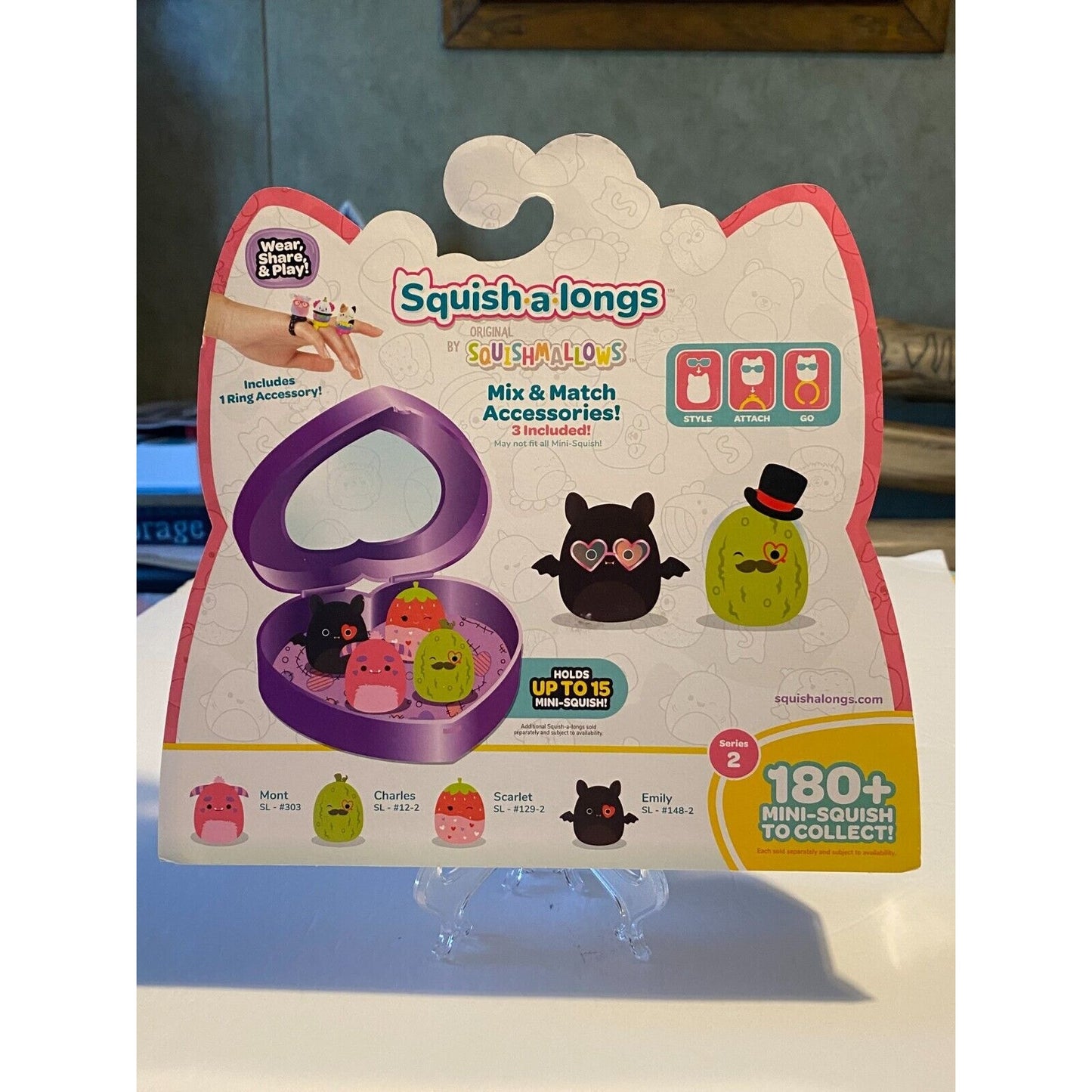 Original Squishmallows 4 Squish-a-longs + 3 Accessories + Purple Case