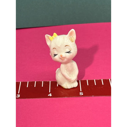 Kitty Cat with Yellow Bow Bone China Figurine