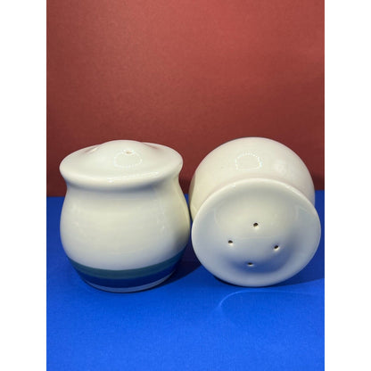 Pfaltzgraff Northwinds Blue Green Stripes Salt and Pepper Shakers