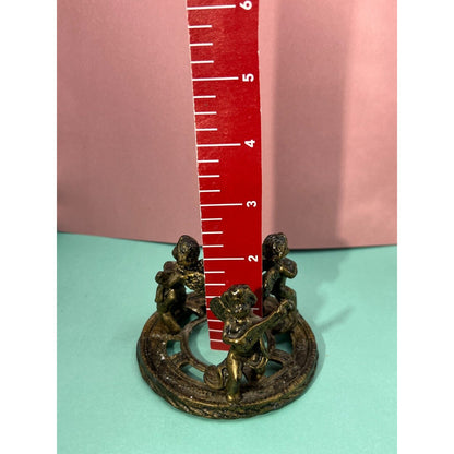 Angelic Metal Three Cherub Candle Topper (Candle not included)