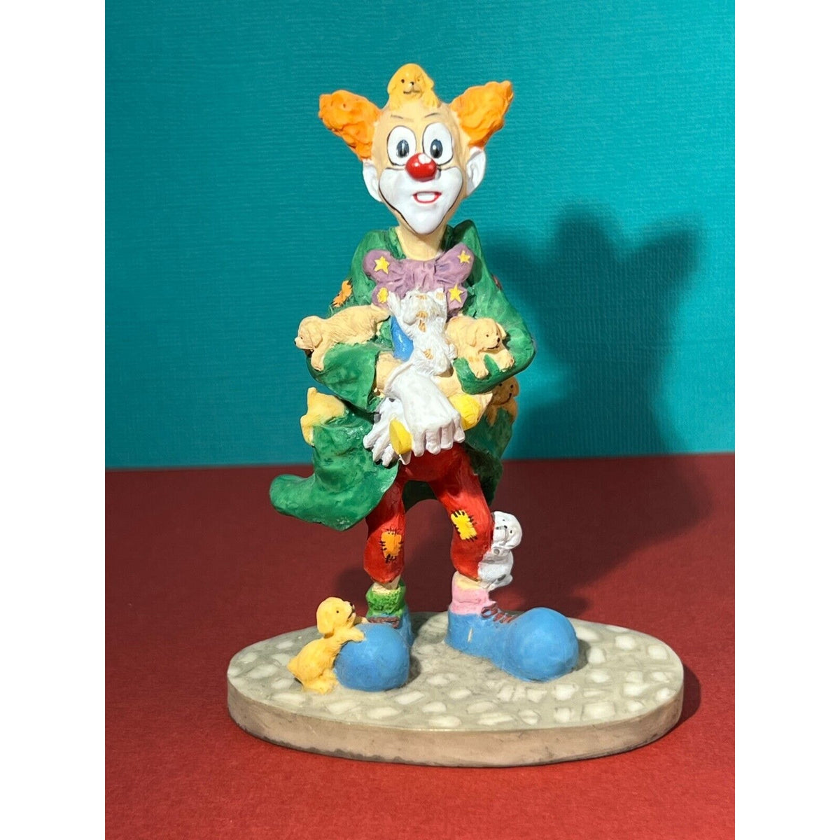 Stone Ave Collectors Clown Figurines, Guitar and Puppies Lot of Two