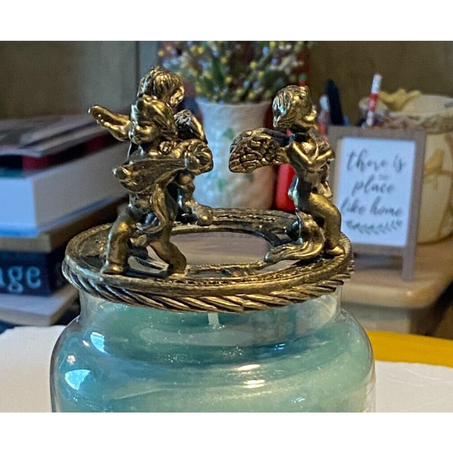 Angelic Metal Three Cherub Candle Topper (Candle not included)