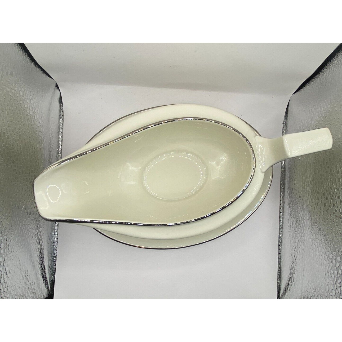 Johann Haviland Bavaria Germany Fine China Gravy Boat with Attached Underplate.